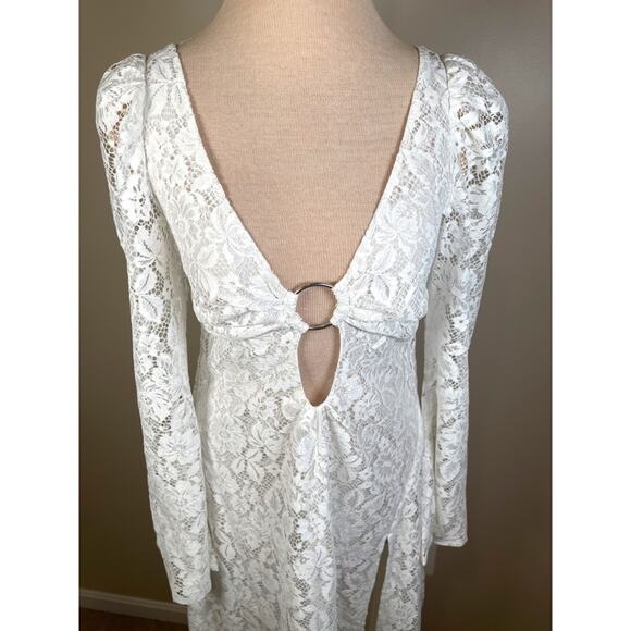 For Love & Lemons Frances Floral Lace Bell Sleeve White Maxi Dress Size XS - Picture 7 of 12